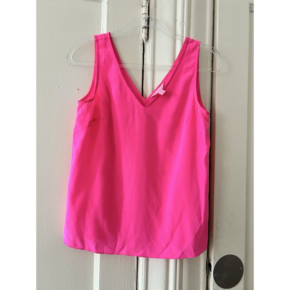 Lilly Pulitzer Bright Pink V Neck‎ Silk Tank Top | S